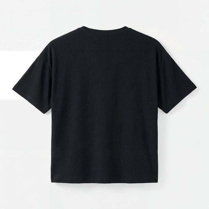 Black Bamboo Women Ribbed T-Shirt