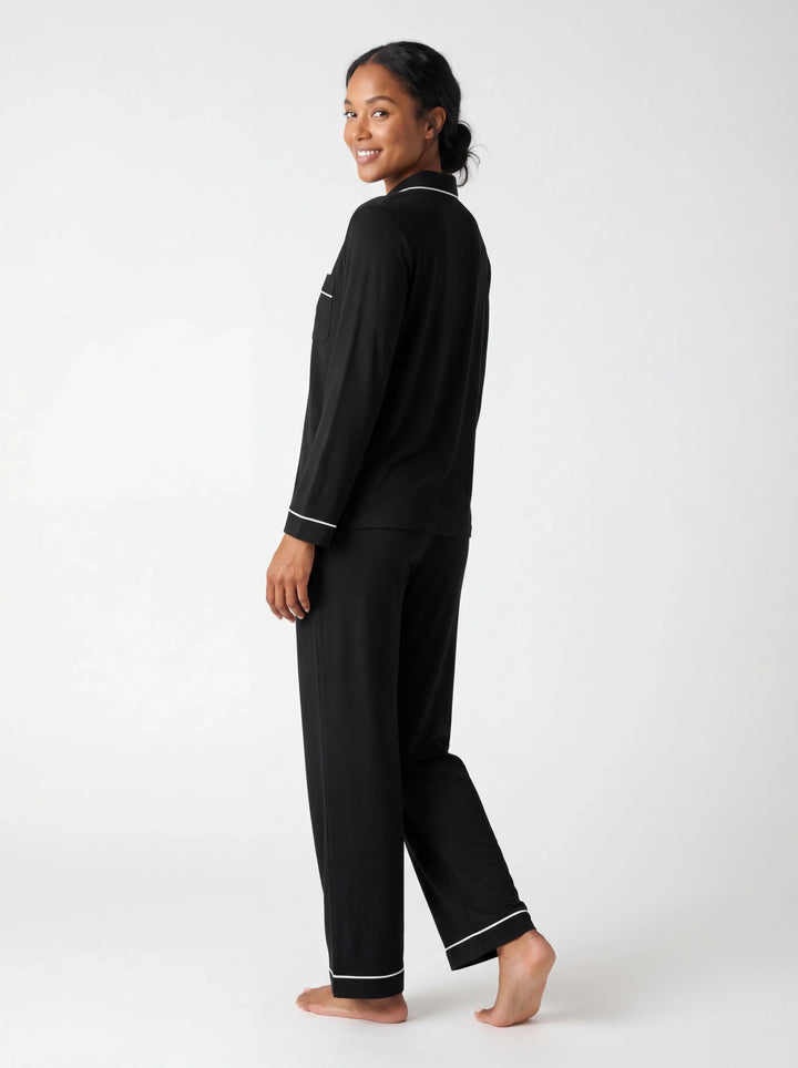 Black Bamboo Button Women Pajama Set