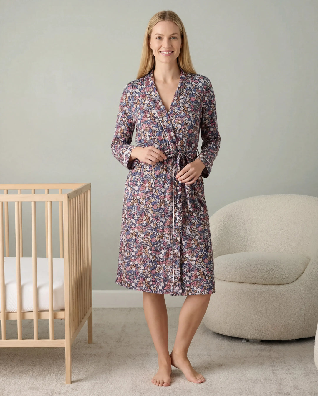 Midnight Petals Bamboo Women Robe