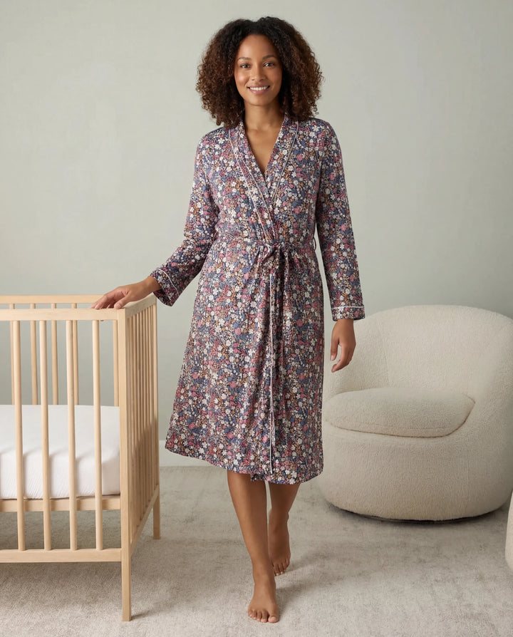 Midnight Petals Bamboo Women Robe