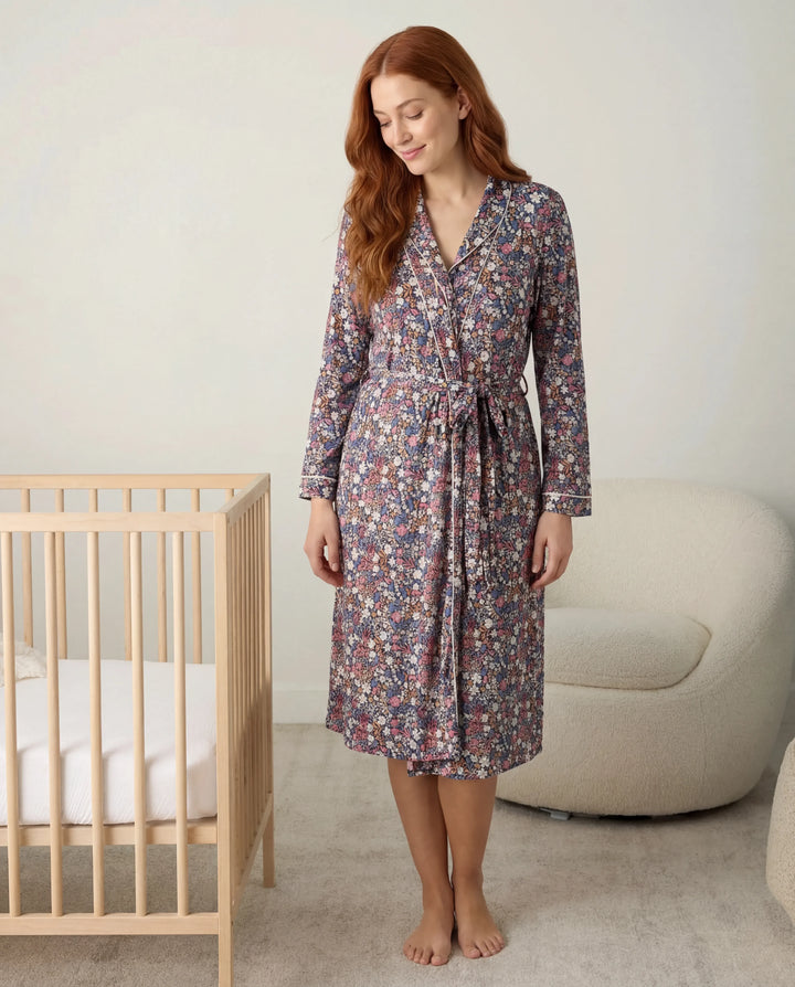Midnight Petals Bamboo Women Robe