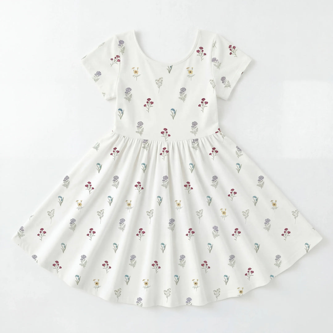Sweet Small Floral Ditsy Bamboo Twirl Dress