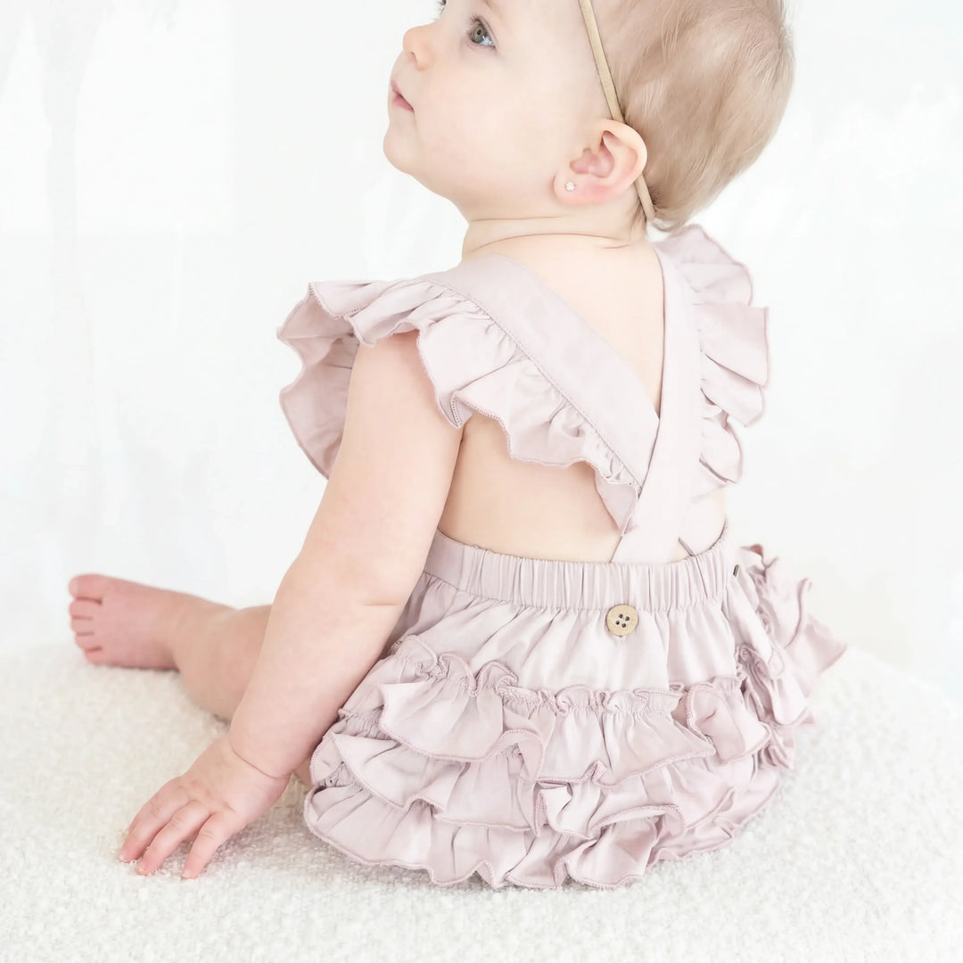 Solid Color Bamboo Sleeveless Ruffle Bubble Romper