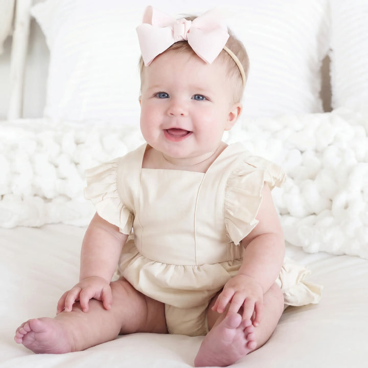 Solid Color Bamboo Sleeveless Ruffle Bubble Romper