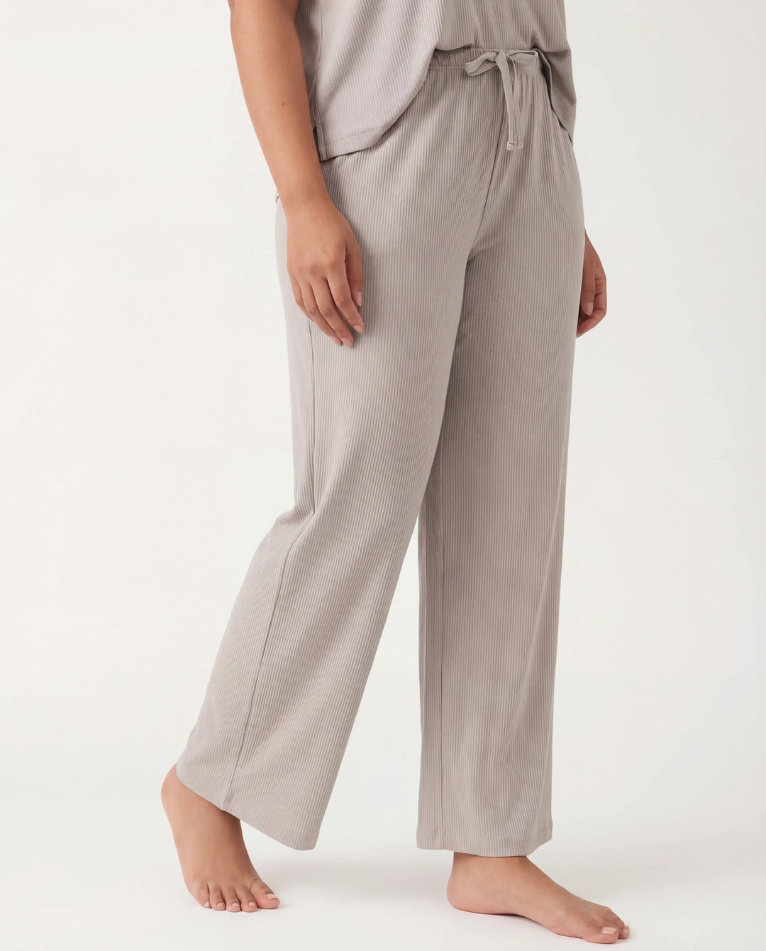 Dove Gray Bamboo Ribbed Wide Leg Pant