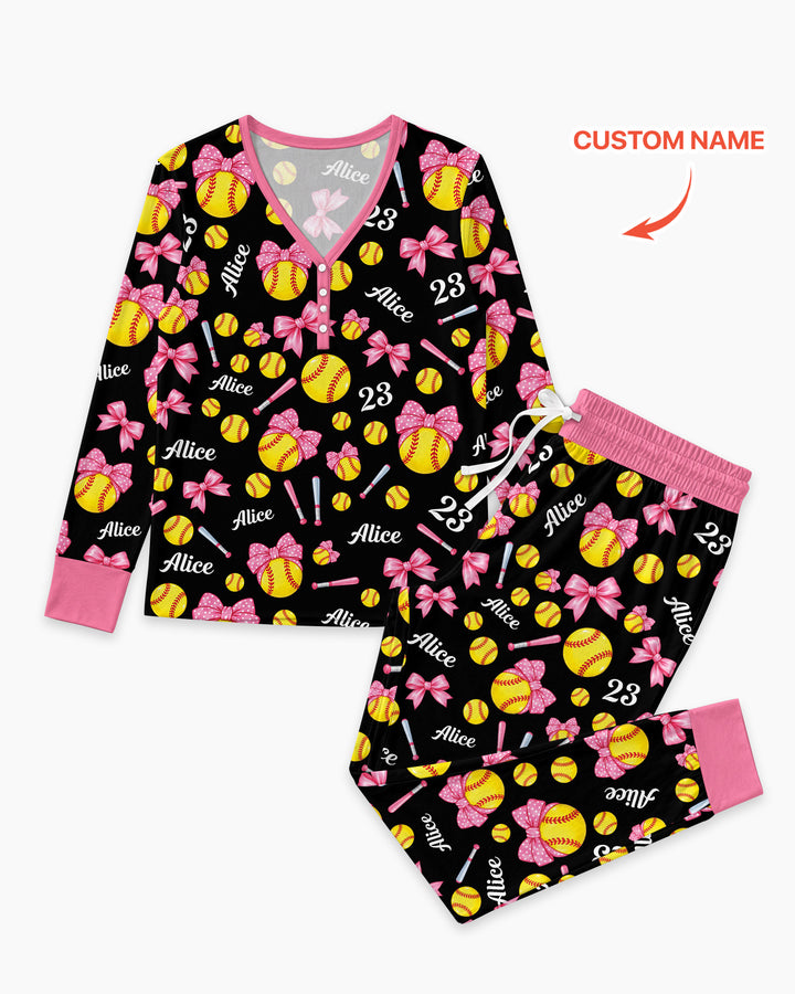 Little Softball Star Bamboo Women Pajama Set