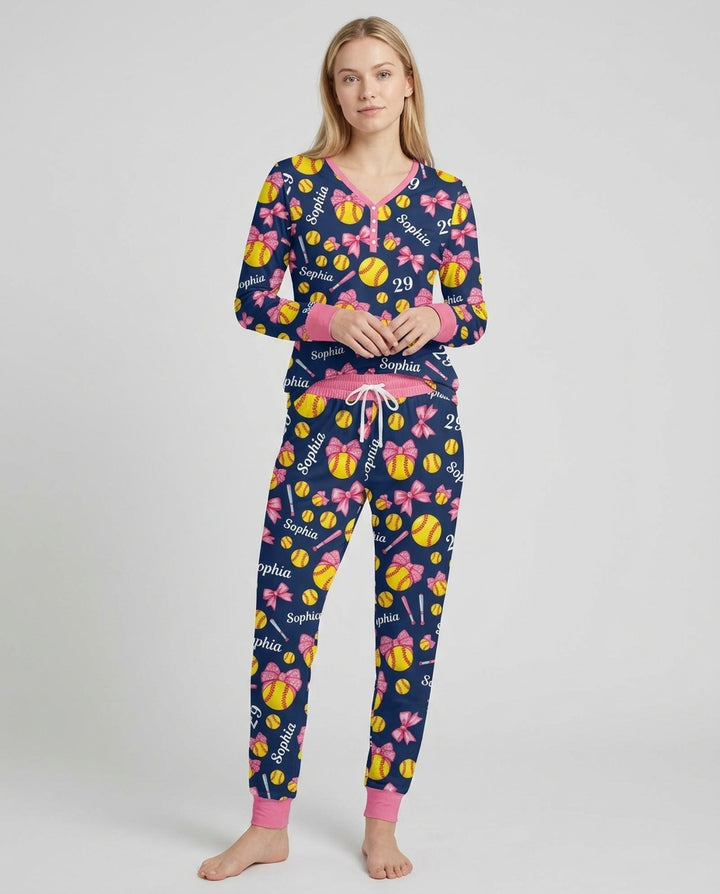 Little Softball Star Bamboo Women Pajama Set