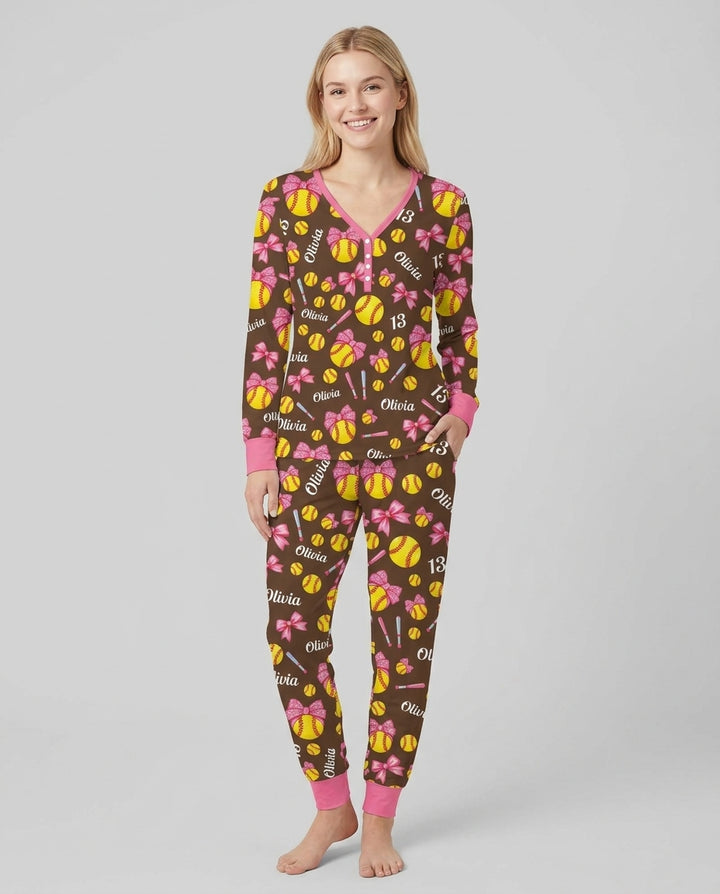Little Softball Star Bamboo Women Pajama Set