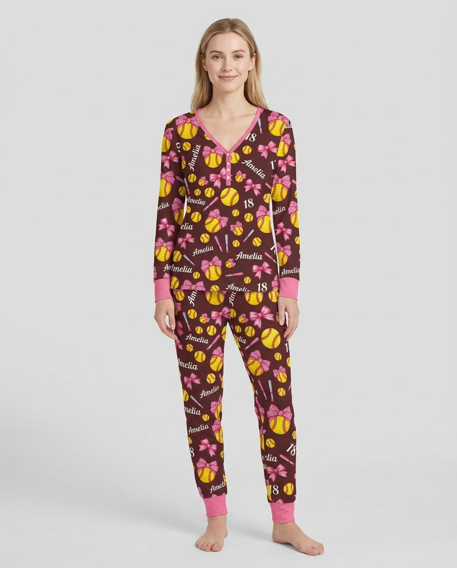Little Softball Star Bamboo Women Pajama Set