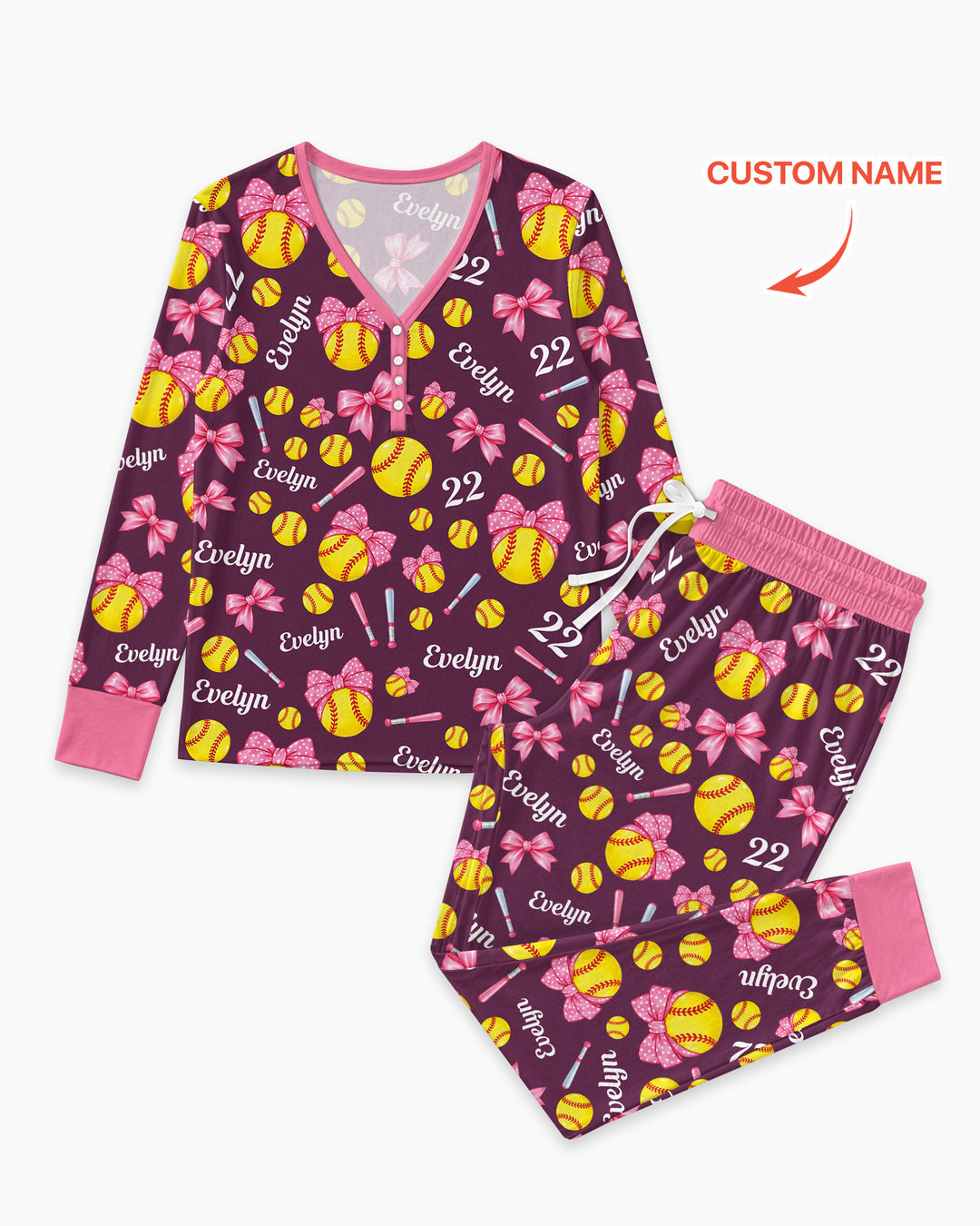 Little Softball Star Bamboo Women Pajama Set