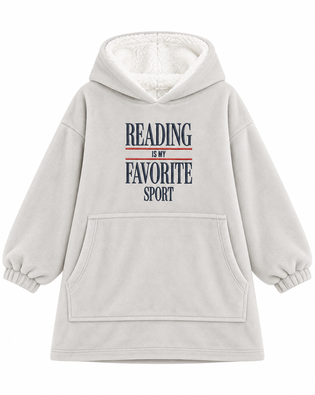 Reading Is My Favorite Sport Embroidered Blanket Hoodie