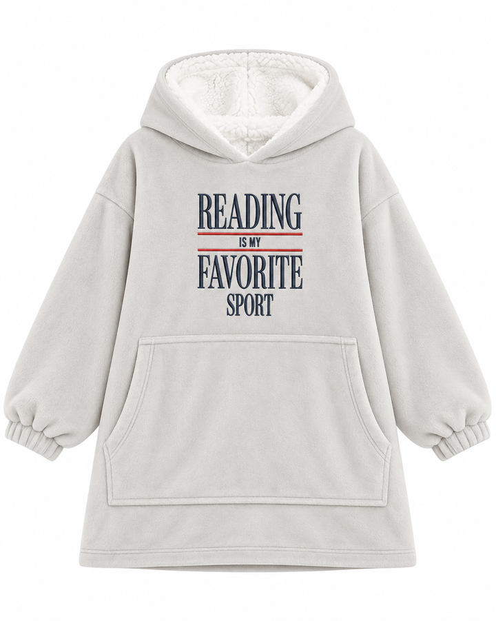Reading Is My Favorite Sport Embroidered Blanket Hoodie