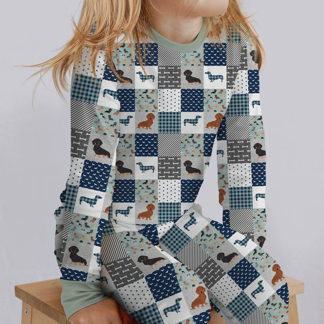 Playful Dachshund Delight Bamboo Two Piece Long Sleeve Pajama Set