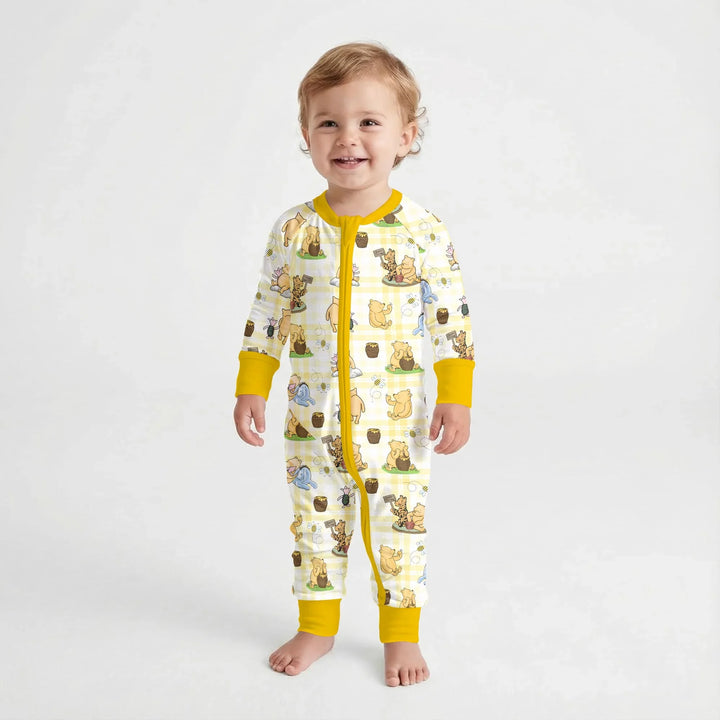 Bear & Friends Yellow Plaid Bamboo Convertible Zippy