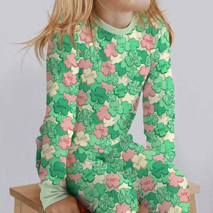 Lucky Vibes Shamrock Bamboo Two Piece Long Sleeve Pajama Set