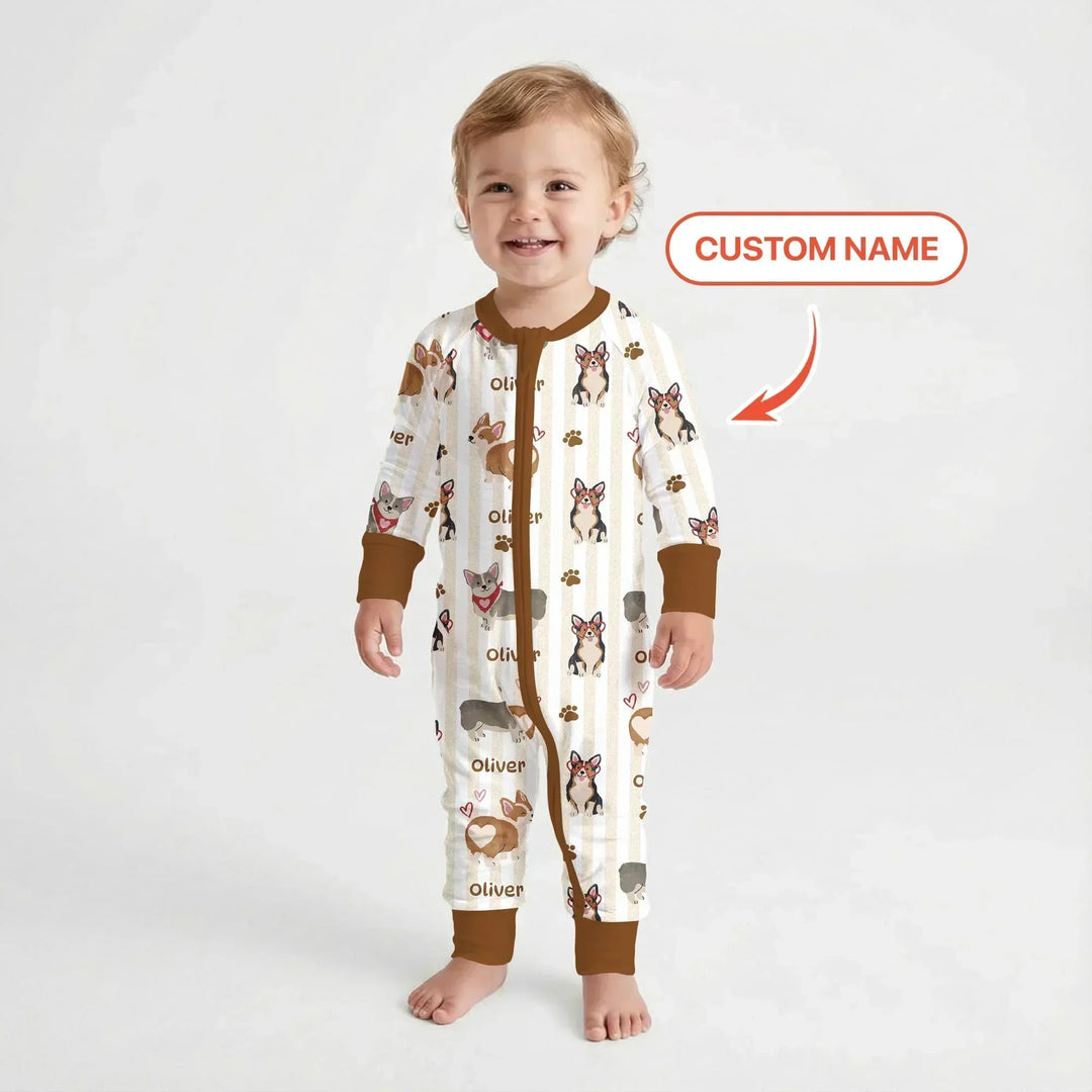 Custom Name Playful Corgis Family Matching Bamboo Convertible Zippy