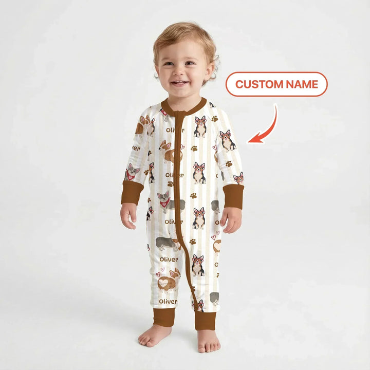 Custom Name Playful Corgis Family Matching Bamboo Convertible Zippy