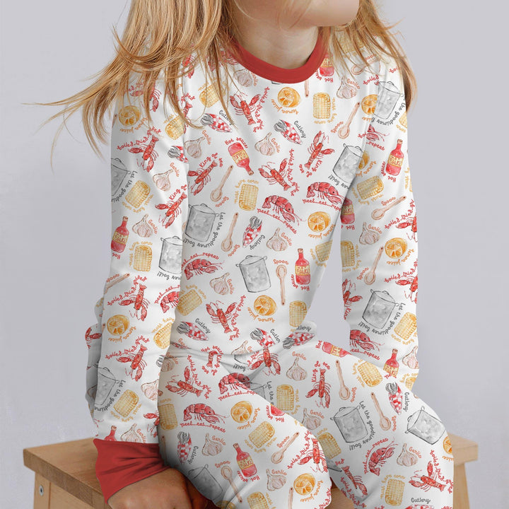 Crawfish Boil Bamboo Two Piece Long Sleeve Pajama Set