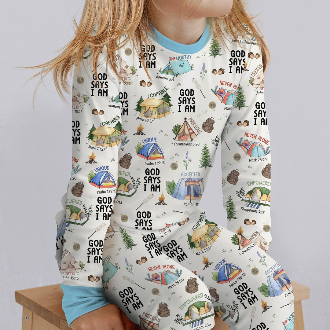God Says I Am – Adventure Affirmations Bamboo Two Piece Long Sleeve Pajama Set