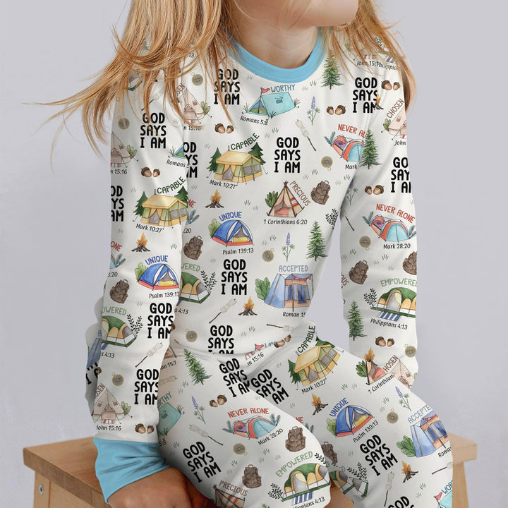 God Says I Am – Adventure Affirmations Bamboo Two Piece Long Sleeve Pajama Set