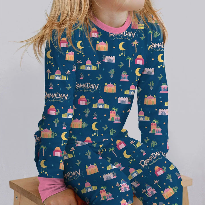 Ramadan Kareem Family Matching Bamboo Two Piece Long Sleeve Pajama Set