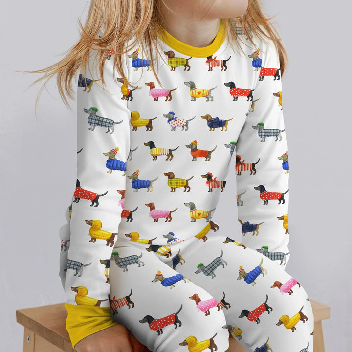 Dachshund Fashion Winnier Bamboo Two Piece Long Sleeve Pajama Set