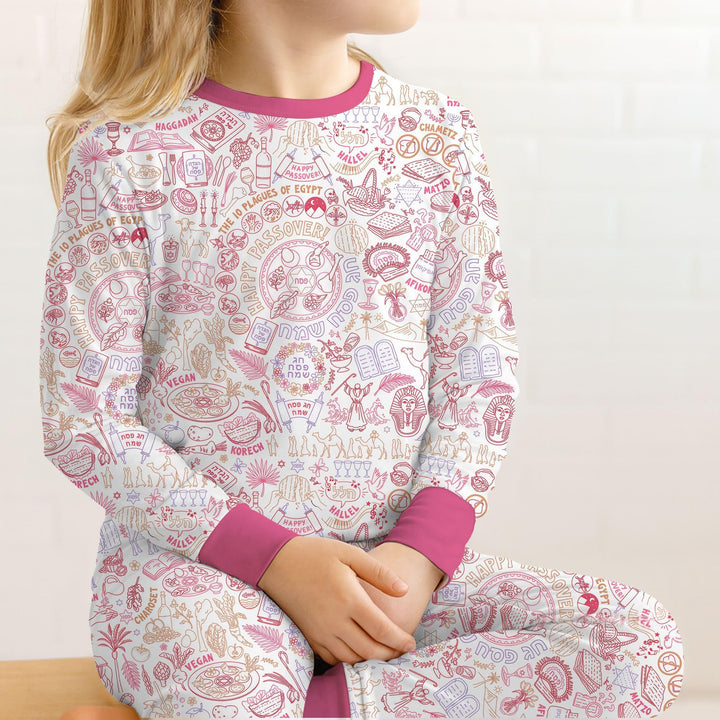 Doodle Passover Matching Family Bamboo Two Piece Long Sleeve Pajama Set