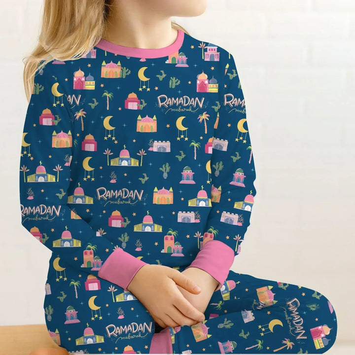 Ramadan Kareem Family Matching Bamboo Two Piece Long Sleeve Pajama Set