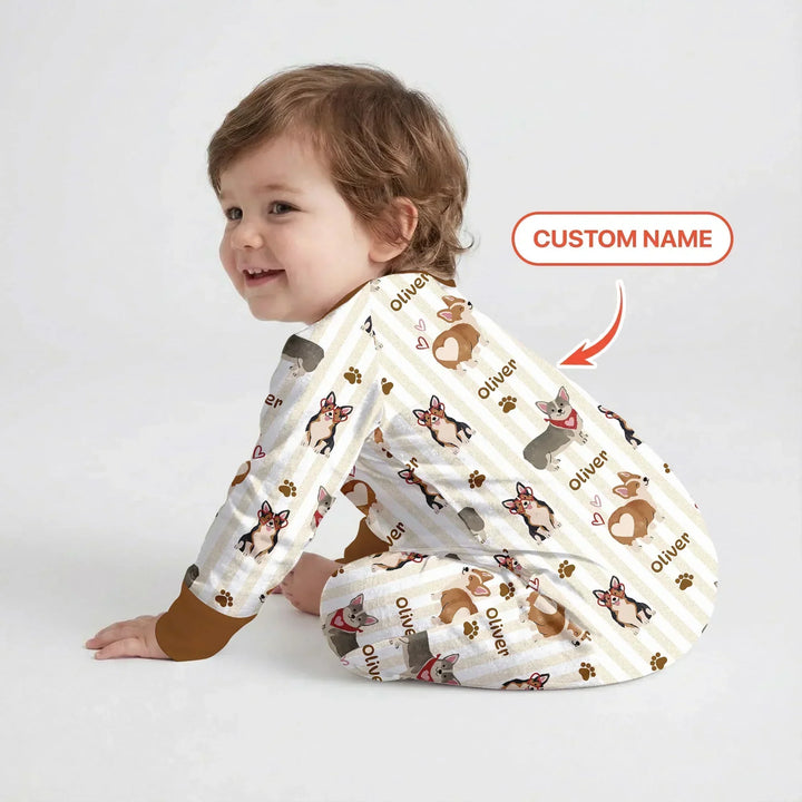Custom Name Playful Corgis Family Matching Bamboo Convertible Zippy