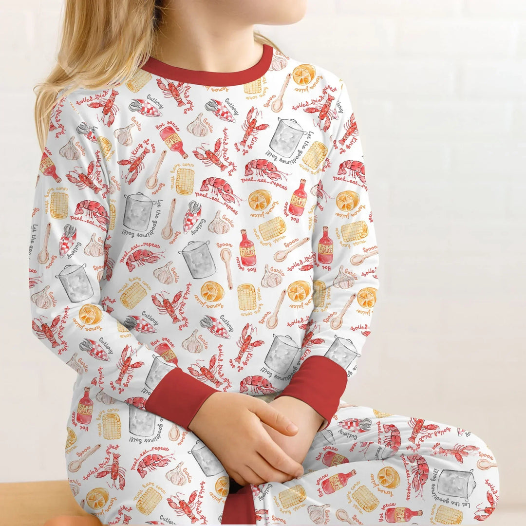Crawfish Boil Bamboo Two Piece Long Sleeve Pajama Set