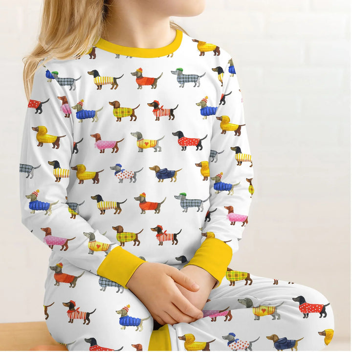 Dachshund Fashion Winnier Bamboo Two Piece Long Sleeve Pajama Set