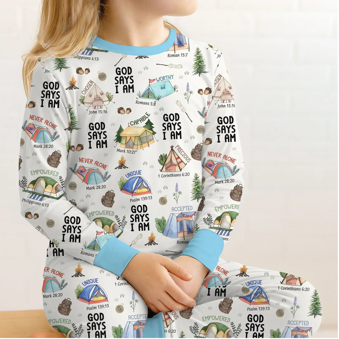God Says I Am – Adventure Affirmations Bamboo Two Piece Long Sleeve Pajama Set
