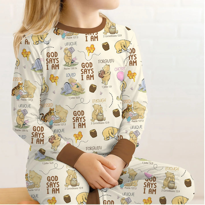 God Says I Am – Little Blessings Bamboo Two Piece Long Sleeve Pajama Set