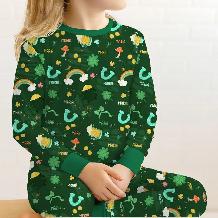 Custom Name Sprinkle Of Luck Bamboo Two Piece Long Sleeve Pajama Set