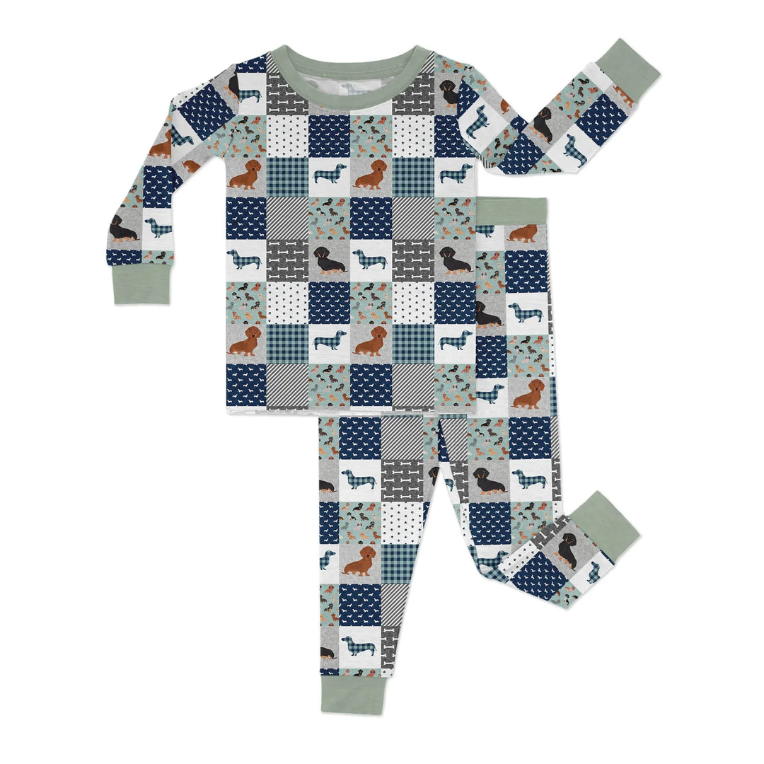 Playful Dachshund Delight Bamboo Two Piece Long Sleeve Pajama Set