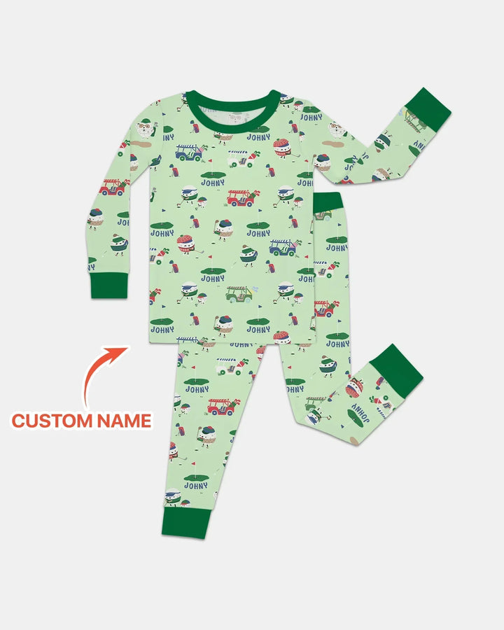 Cute Golf ball Bamboo Two Piece Long Sleeve Pajama Set