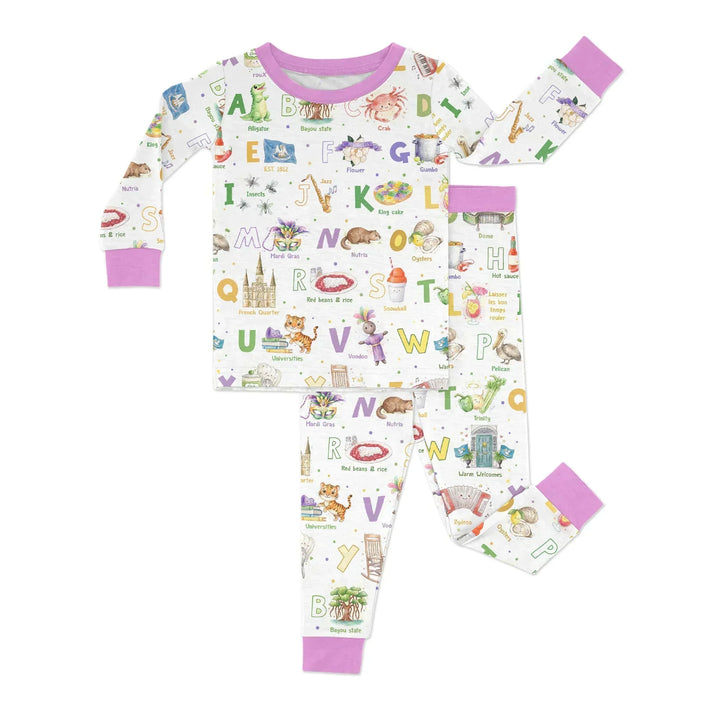 Alphabet of Lousiana Bamboo Two Piece Long Sleeve Pajama Set