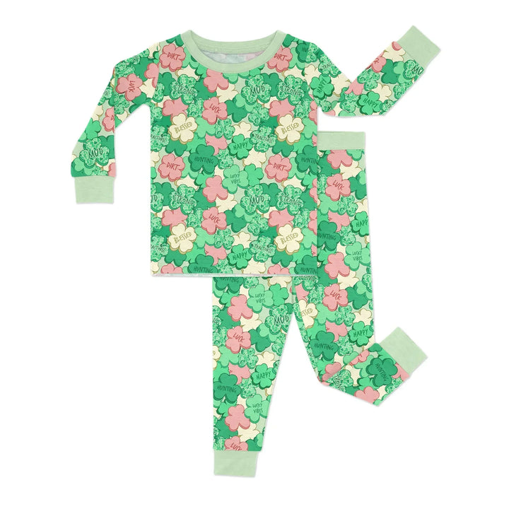 Lucky Vibes Shamrock Bamboo Two Piece Long Sleeve Pajama Set