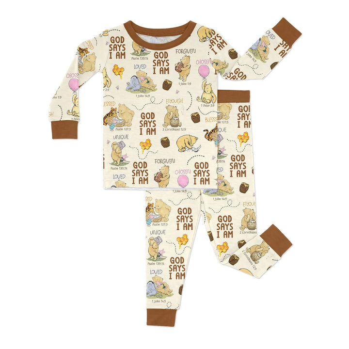 God Says I Am – Little Blessings Bamboo Two Piece Long Sleeve Pajama Set