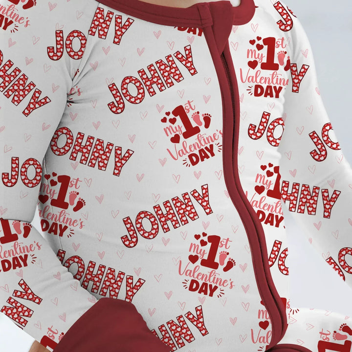 Custom Name My 1st Valentine's Day Bamboo Convertible Zippy