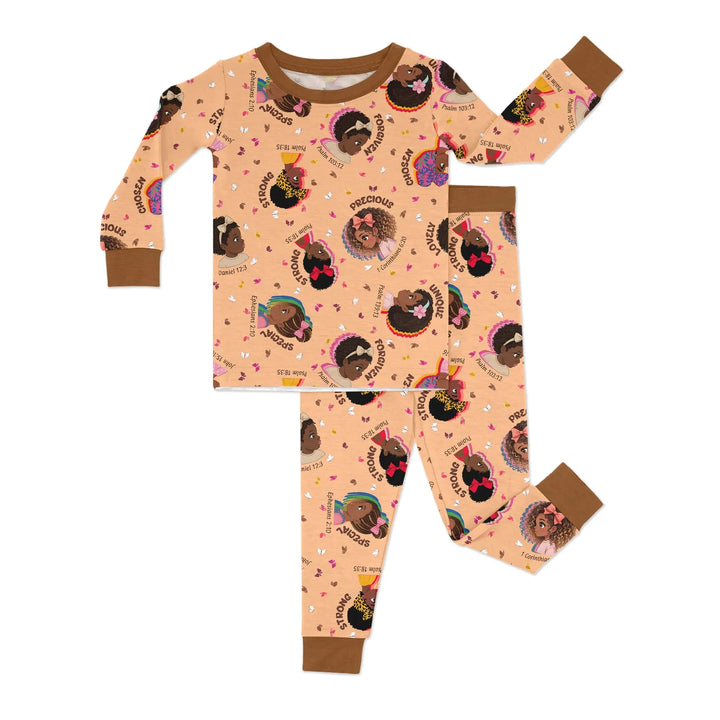 Empowered African Girl Bamboo Two Piece Long Sleeve Pajama Set
