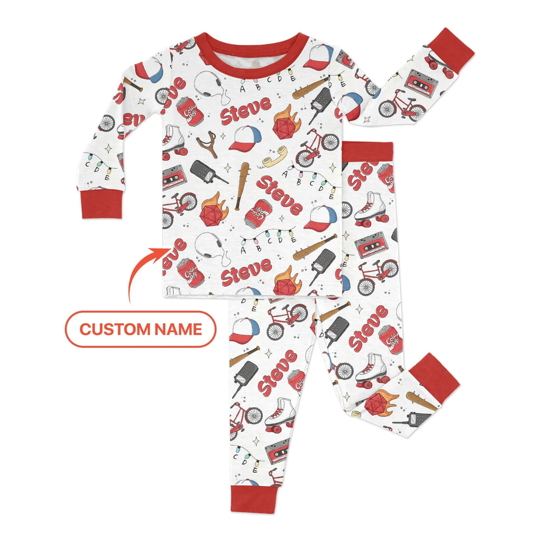 Custom Name Kids Adventure Bamboo Two Piece Long Sleeve Pajama Set