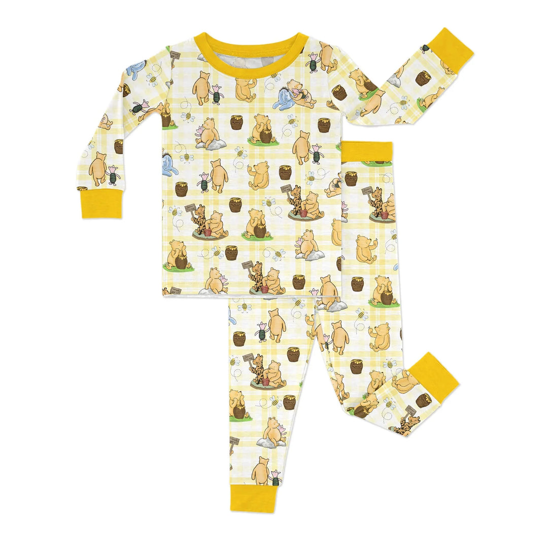 Bear & Friends Yellow Plaid Bamboo Two Piece Long Sleeve Pajama Set