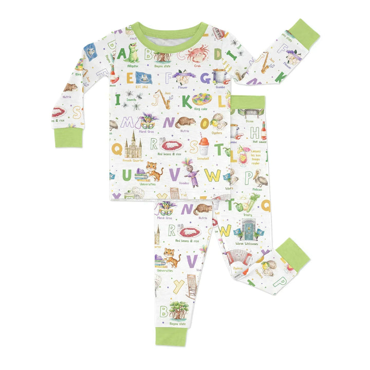 Alphabet of Lousiana Bamboo Two Piece Long Sleeve Pajama Set