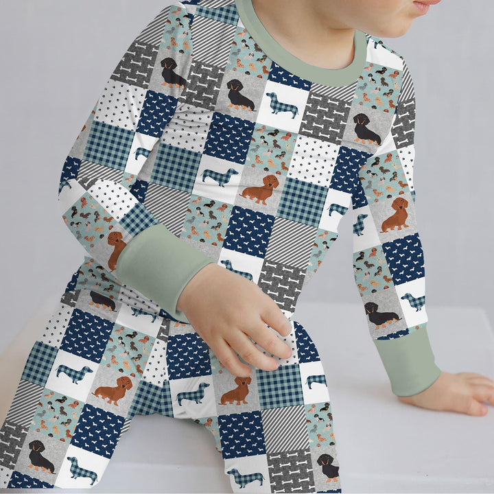 Playful Dachshund Delight Bamboo Two Piece Long Sleeve Pajama Set