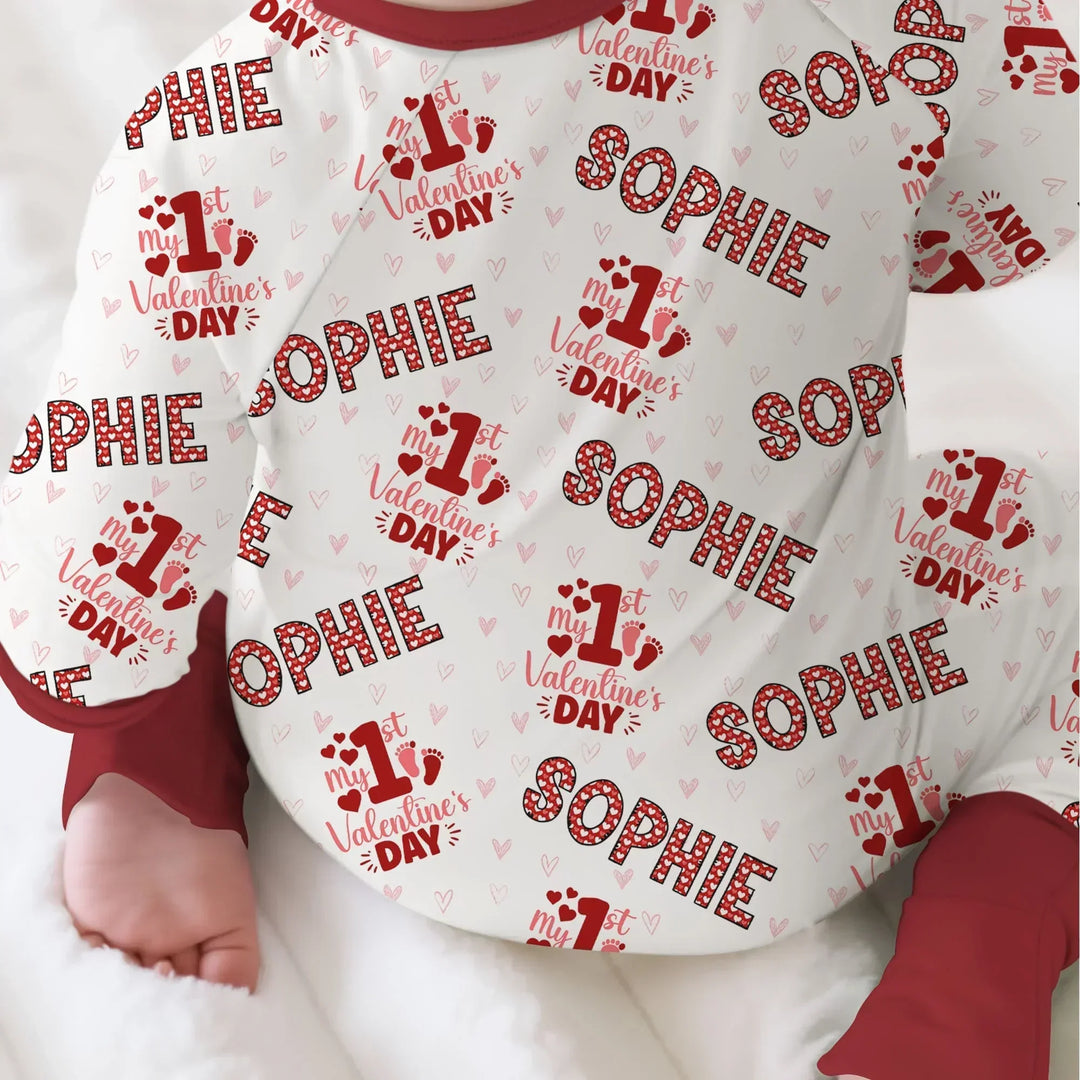 Custom Name My 1st Valentine's Day Bamboo Convertible Zippy