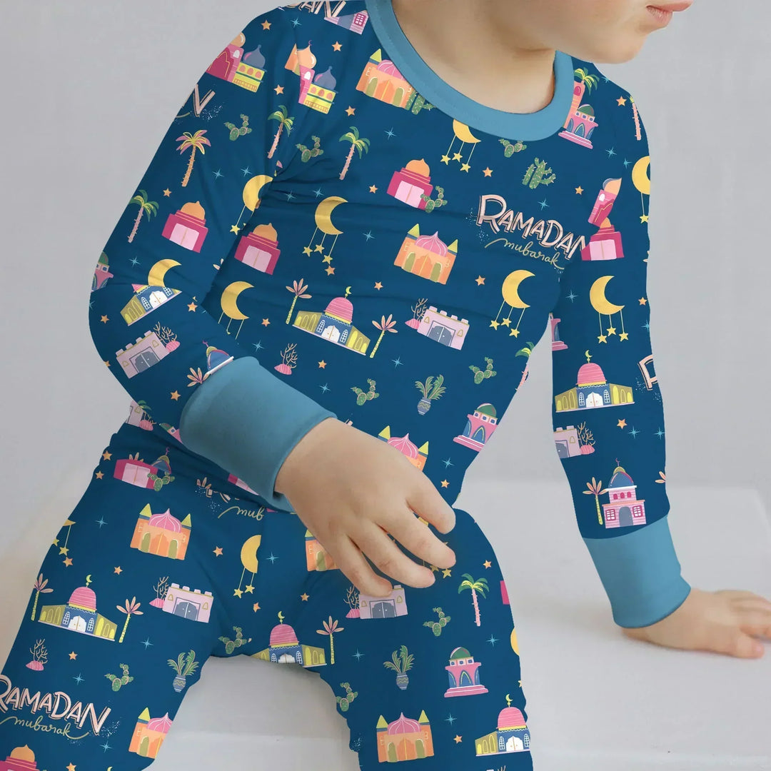 Ramadan Kareem Family Matching Bamboo Two Piece Long Sleeve Pajama Set
