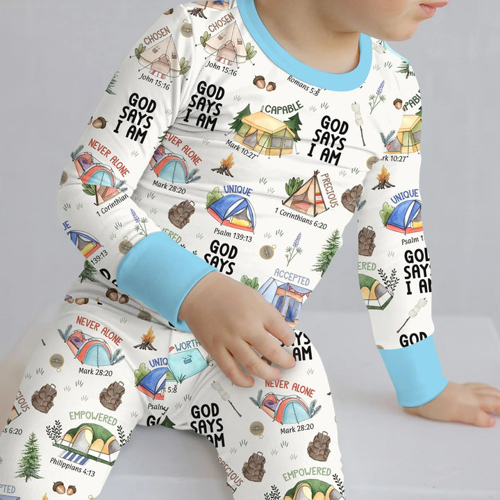 God Says I Am – Adventure Affirmations Bamboo Two Piece Long Sleeve Pajama Set