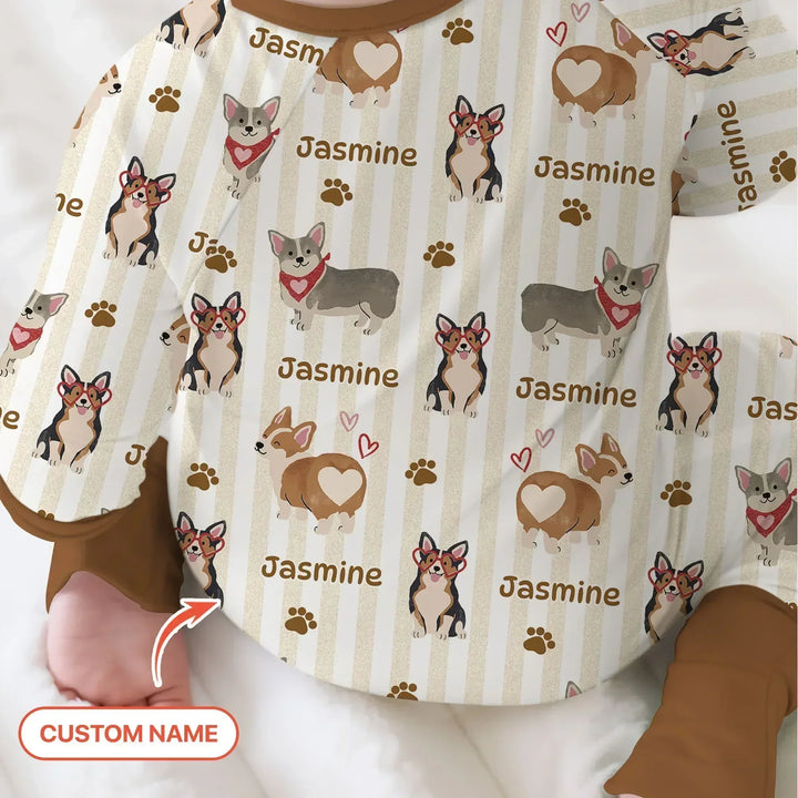 Custom Name Playful Corgis Family Matching Bamboo Convertible Zippy