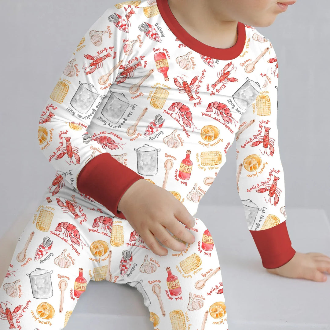 Crawfish Boil Bamboo Two Piece Long Sleeve Pajama Set